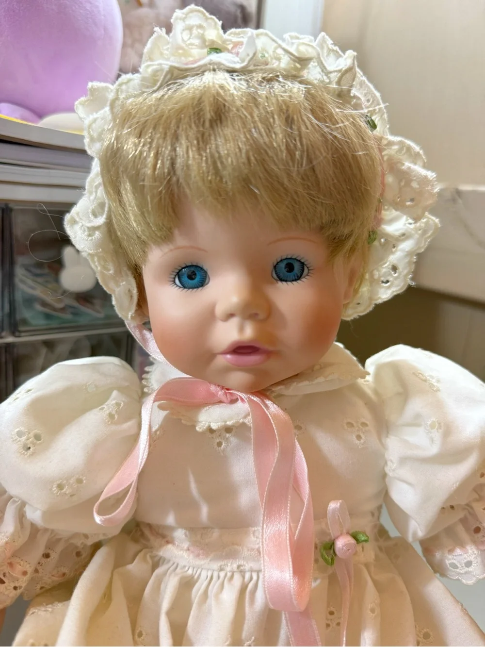 Jennifer Porcelain Doll Baby Girl Blonde Blue Eyes Susan Wakeen Danbury 1991 EUC